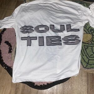 White Graphic Tee with 'Soul Ties' Print